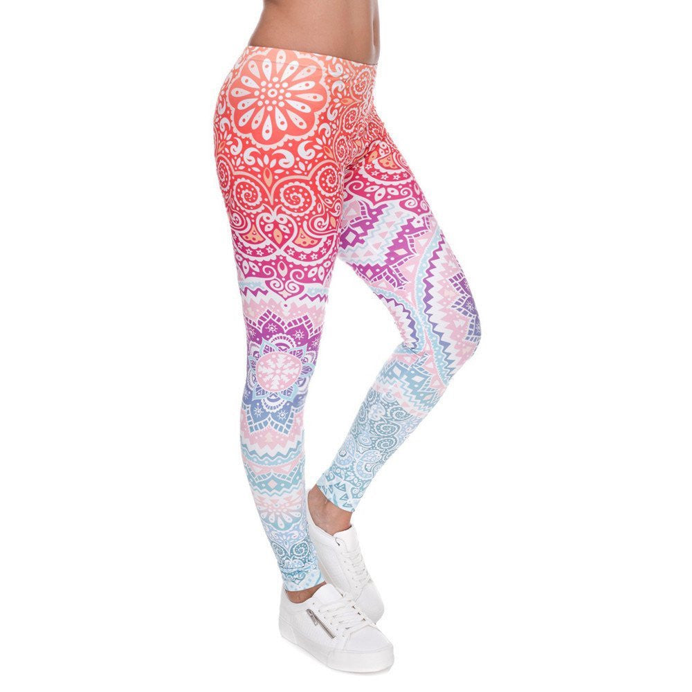 Women Round Ombre Printing leggings