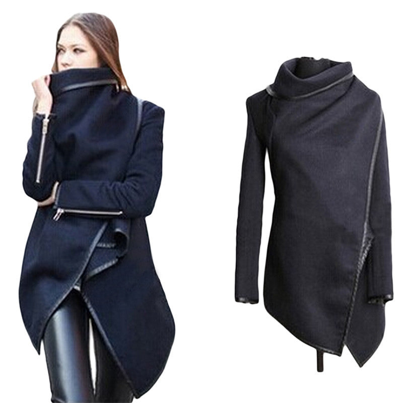 Women's Asymmetric Length Elegant Long-sleeved Coats