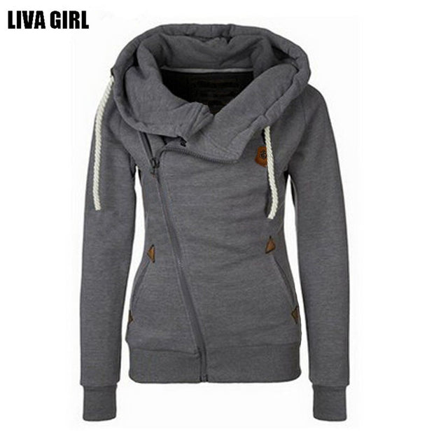 Loose Warm Hooded Inclined Zipper Design Sweatshirt