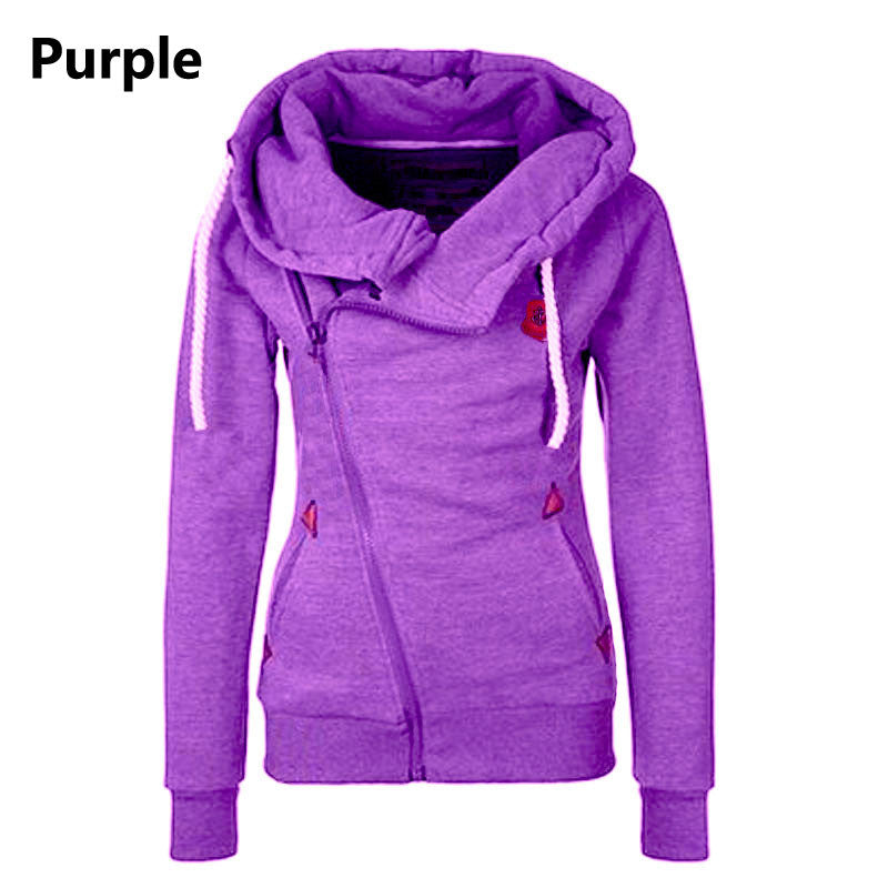 Loose Warm Hooded Inclined Zipper Design Sweatshirt