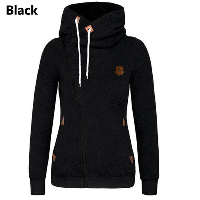 Loose Warm Hooded Inclined Zipper Design Sweatshirt