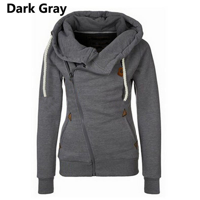 Loose Warm Hooded Inclined Zipper Design Sweatshirt