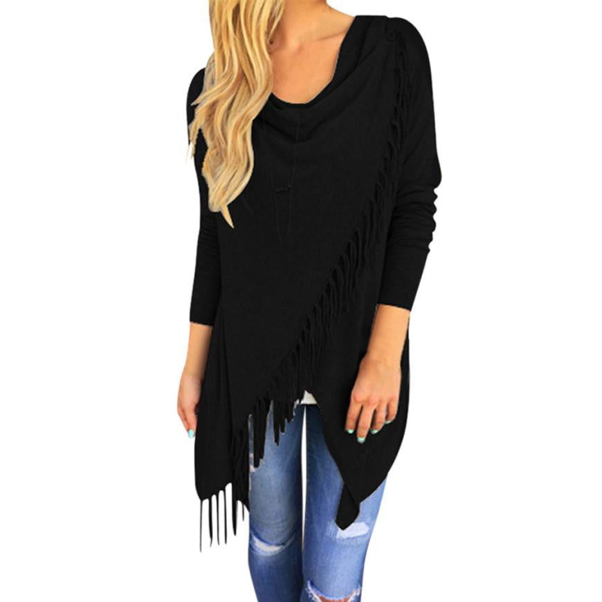 Women Tassel Slash Blouse