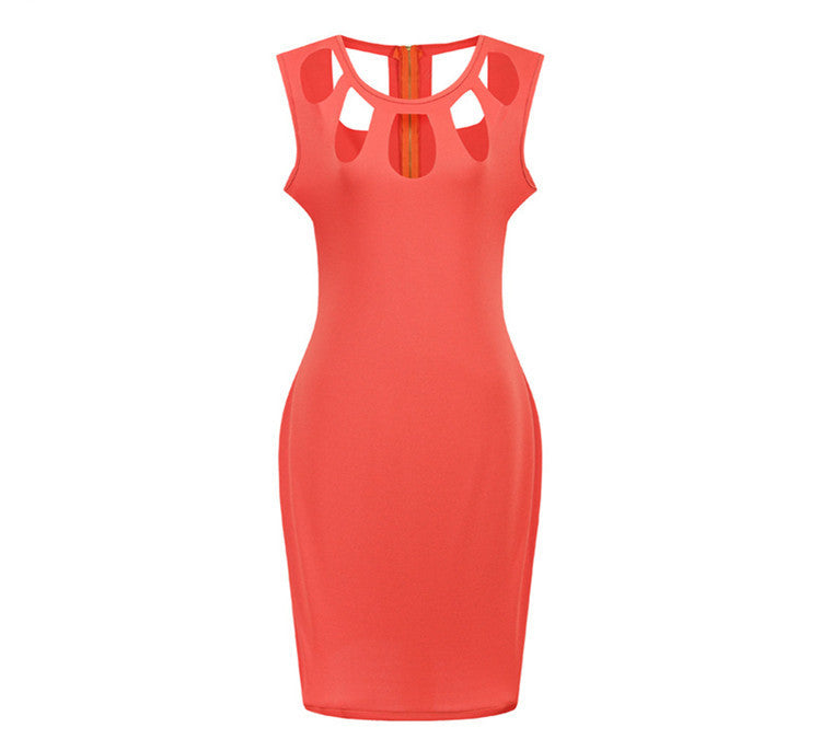 Summer Hollow Out O-neck Pencil Dress