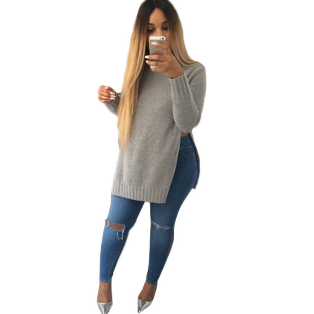 Spring Fashion Women Solid Color Loose Pullovers