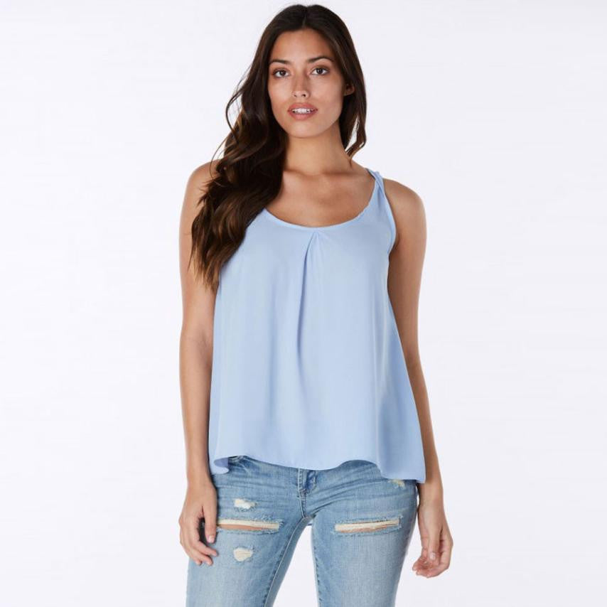 Women's Sexy Slim Vest Crop Blouse Women Backless Bow-knot Sleeveless Chiffon Tank Tops Top Shirt