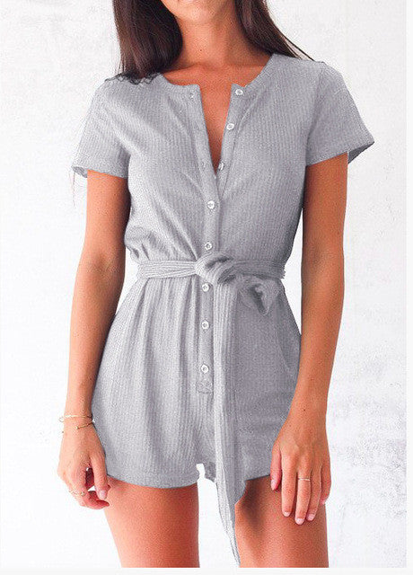 Short Sleeve Romper with Belt