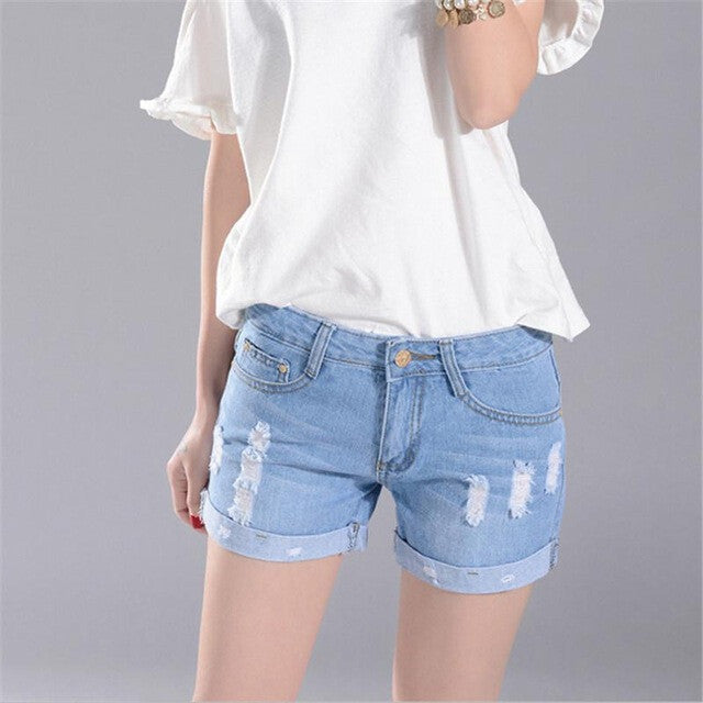 Denim Distressed Summer Shorts