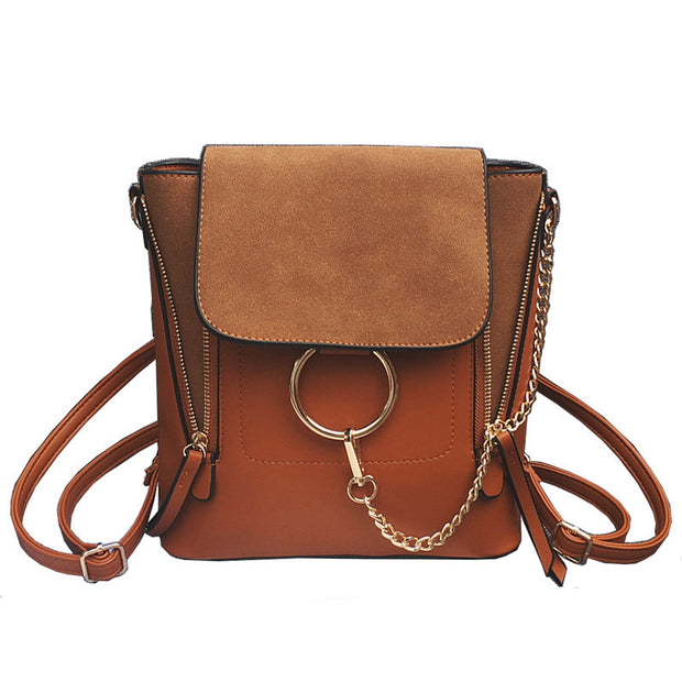 Double Zipper Chain Ring Shoulder Crossbody Bag